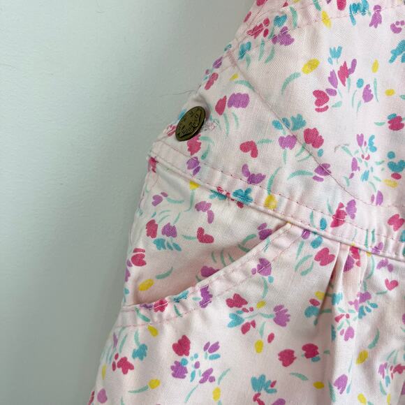 Vintage OshKosh B'gosh Pink Floral Shortalls 3T USA - Picture 3 of 8